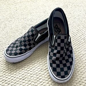 **SOLD** VANS Slip Ons - Black Grey Checkered Womens 6.5
